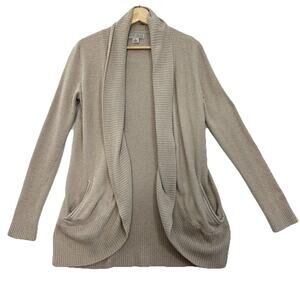 Barefoot Dreams Cardigan Womens S Beige Taupe Fuzzy Knit Pockets Cozychic Comfy